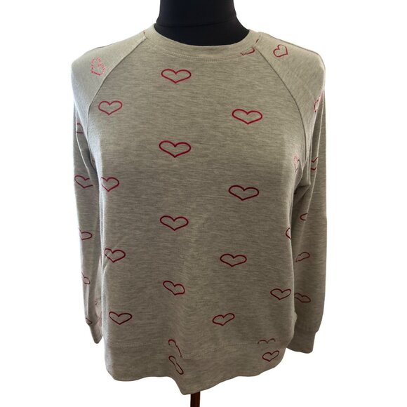 Philosophy Republic Clothing XS Gray Pullover Sweatshirt With Red Heart Print - Picture 1 of 9
